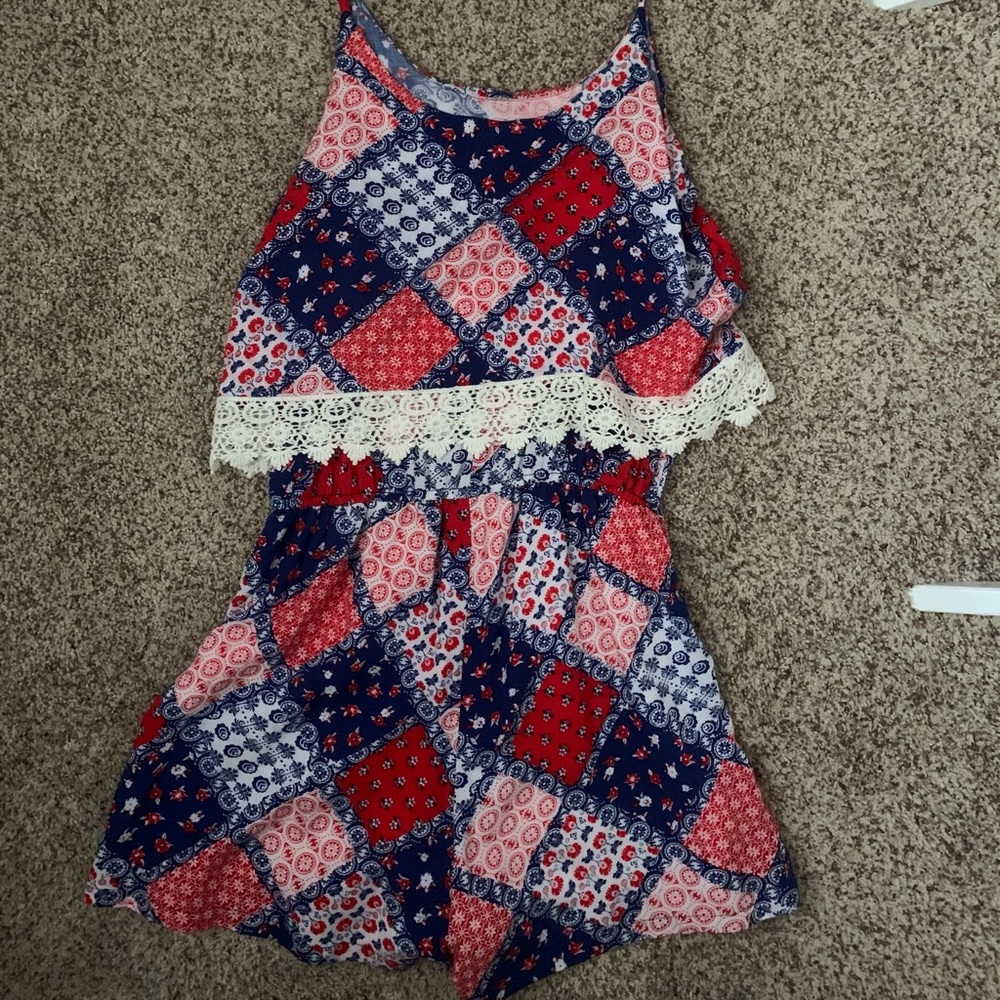 Red white & blue romper.